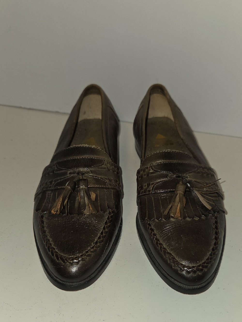 Aldo Dark Brown Leather Tassel LoafersSize 6D